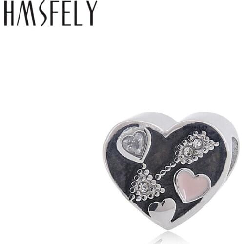 HMSFELY 316l Stainless Steel Heart Shape Beads Accessories For European Women Charm Bracelet Jewelry Making Cupids Arrow Beads