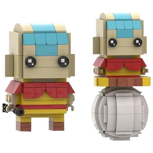MOC Cartoon Martial Arts Character Aang Building Blocks Water Earth Fire Air Element Figures Buddhist Monk Brickheadz Toys Gifts