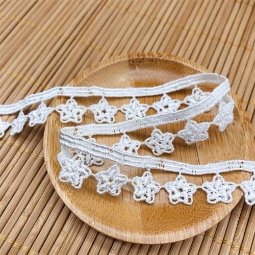 1.4cm Wide Polyester Off White Black Lace Trim Stars DIY Lolita Dress Collar Skrit Sewing Accessories Bar Code V2947
