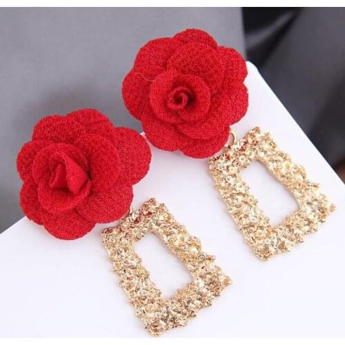 Fashion Women Long Metal Geometric Flower Dangle Earring Party Jewelry Gifts