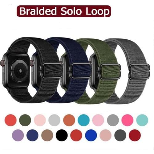 Soft Braided Solo Loop For Apple Watch 44mm 40mm 42mm 38mm Elastic Fabric Nylon Watchband Belt Bracelet iWatch Series 3 4 5 SE 6