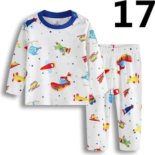 New Baby Pajamas Clothes Suit Cotton Soft Plane Boat Boys Sleepwear Kid Sleep Long Pyjamas Homewear Set