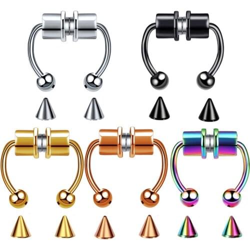 New Stainless Steel Fake Piercing Magnetic Nose Ring Earring Hoop Septum Rings For Women Jewelry Non Piercing Hoop Jewelry