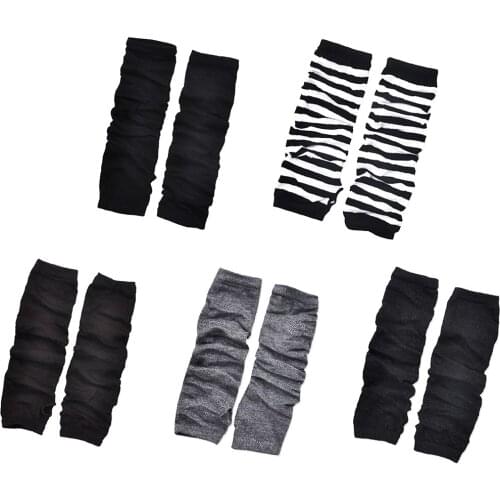 Fashion Lady Soft Knitted Wrist Arm Warmer Stretchy Long Sleeve Fingerless Gloves Striped Winter Autumn Warm Elbow Mittens