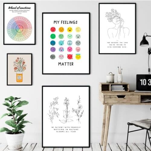 Anxiety Depression Therapy Posters and Prints Mental Health Canvas Painting Self-care Printmaking Office Wall Art Pictures Decor