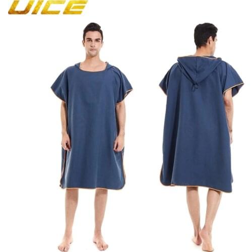 110x90cm Microfiber Poncho Towel Surf Beach Wetsuit Changing Bath Robe with Hood Swim Watersports Activities Adults Men Women