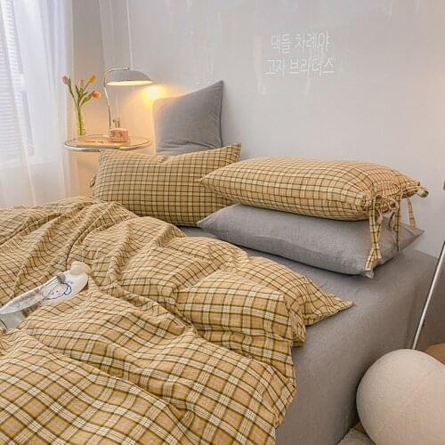 Luxruy Bedding Set Soft Microfiber Flat Sheet Bed Linen Solid Color Duvet Quilt Cover Set With Pillowcase Twin Double Queen Size