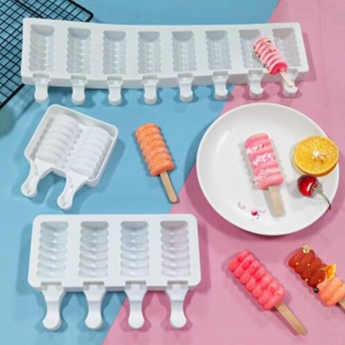 Silicone Ice Mould 4/8 Cell Ice Cream Mold Big Size Popsicle Molds Ice Cube Tray Maker Pastry Freezer Kitchen Accessories