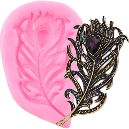 Peacock Feather Border Silicone Molds Cupcake Topper Fondant Cake Decorating Tools Jewelry Clay Candy Chocolate Gumpaste Moulds