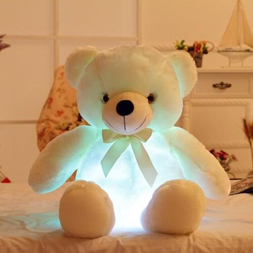 30cm/50cm Cute Plush Toy Creative Light Up LED Bear Stuffed Animals Colorful Glowing Christmas Birthday New Year Gift for Kids