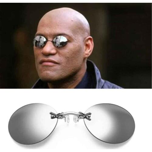 Clip On Nose Glasses Round Rimless Matrix Morpheus Sunglasses Mini Frameless Vintage Men Eyeglasses UV400