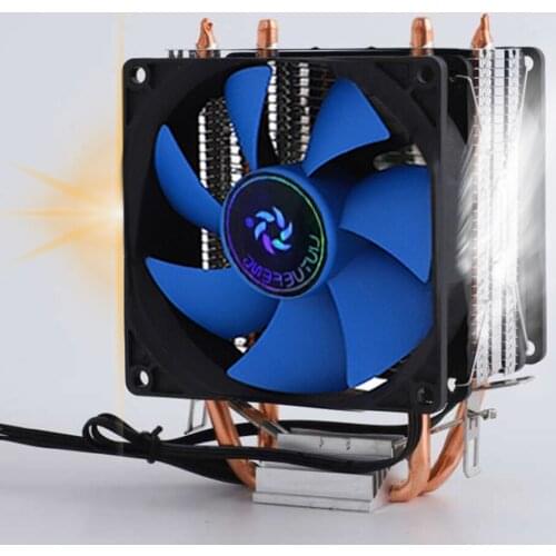Heatsink Base Thermal Pads 2 Heat Pipe CPU Cooler Quiet Radiator PC Cooling Fan for Intel LGA 775/1155 X58 X79