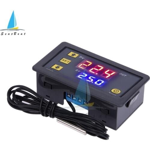 W3230 12V 24V AC110-220V Probe line 20A Digital Temperature Control LED Display Thermostat With Heat/Cooling Control Instrument