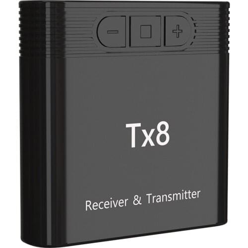 TX8 2 IN 1 Bluetooth-compatible 5.0 Adapter Wireless Transmitter Receiver For TV PC Car Kit HIFI Stereo Audio 3.5MM AUX Jack
