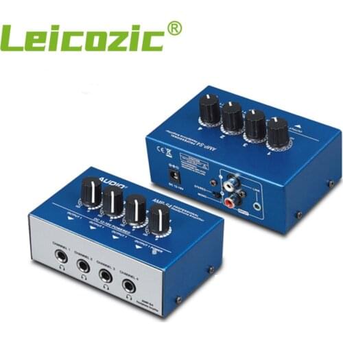 Leicozic Stereo Headphone Amplifier 4 Channel Amplificatore DC12V Power Adapter Studio Recording Equipment DJ Audio Amplificador