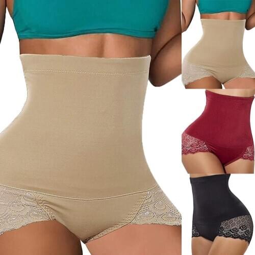 Vrouwen Hoge Taille Ademen Slips Ondergoed Shapewear Panty Body Shaper Kant Patchwork Afslanken Shapewear Slips