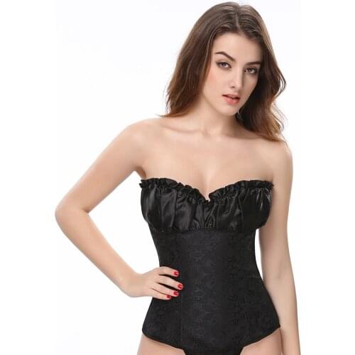 Ladies Floral Overbust Corset Underwear Lingerie Women Zipper Lace Up Back Waist Trainer Shaper Bustier S-6XL Plus Size