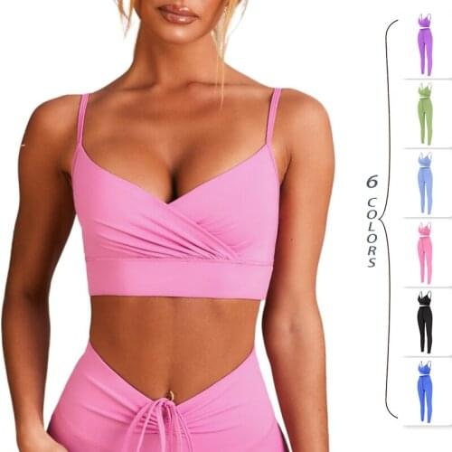 Women Solid Nylon 2 Piece Padded High Impact Longline Sports Bra Crop Top Tie Front Butt Lift Gym Leggings Tracksuit Yoga Sets