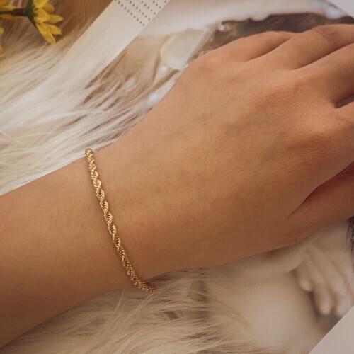 Trendy Gold Color Metal Twist Chain Bracelet for Women Girls Fashion Punk Hip Hop Twisted Bracelets Statement Party Jewelry