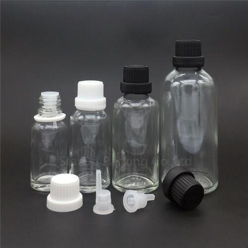 100pcs 5ml -100ml transparent Glass Bottle, Vials Essential Oil Bottle with tamper evident cap Perfume bottles