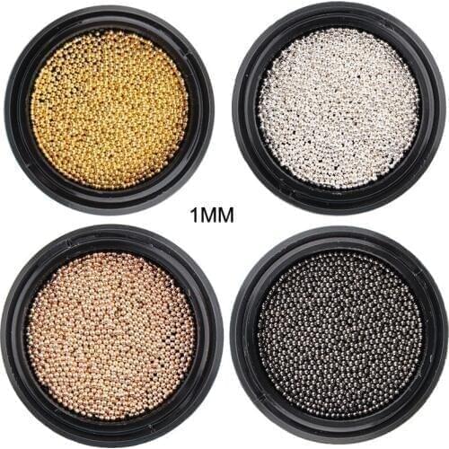 1Pot 3d Metal Micro Beads Stainless Steel (4 Colors) Caviar For DIY Tool Nail Studs Micro Nail Art Decorations Studs 0.8mm/1mm