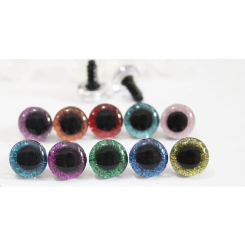 20set/lot 14mm 3D clear glitter toy eyes + glitter fabric+ washer for diy plush toy doll--10 colors option
