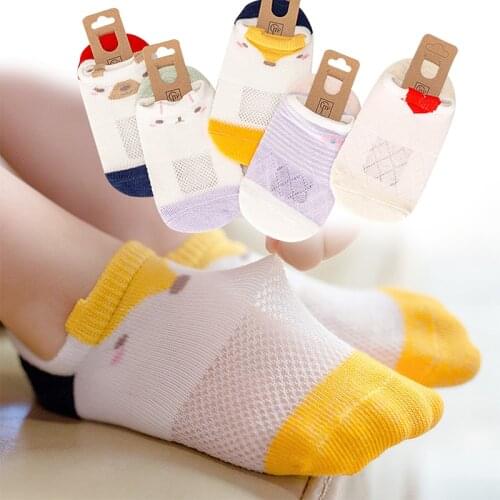 5 Pairs/lot Spring Summer Kids Boat Socks Loving little fox Invisible Children Cotton Socks for Girls Low Cut cartoon Socks Boys