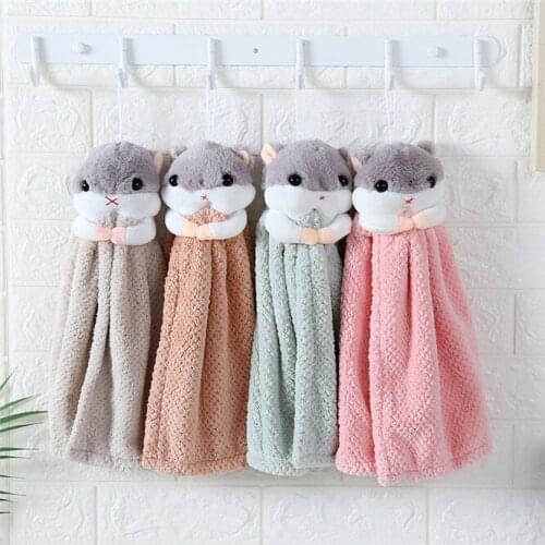50pcs Baby Soft Plush Bath Towel Baby Nursery Hand Towel Cartoon squirrel Hanging Bathing Towel For Children Bathroom Kitchen