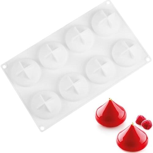 8 Cavity Bun Shape Mousse Cake Mold Silicone Bakeware Mould Decorating Tools For Baking