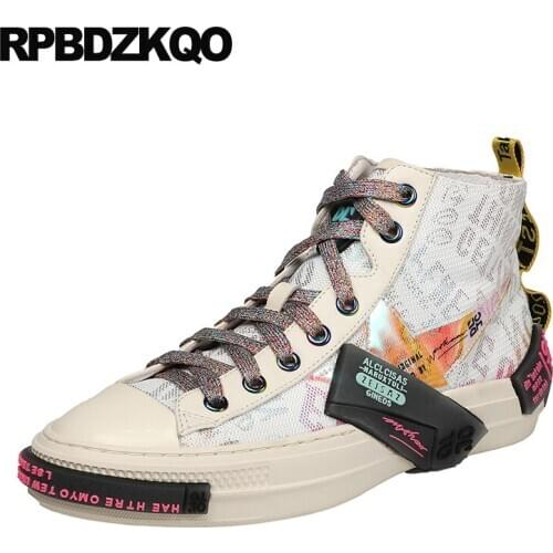 Black lace up trainers female genuine leather white flats designer shoes china women high top round toe fashion sneakers mesh