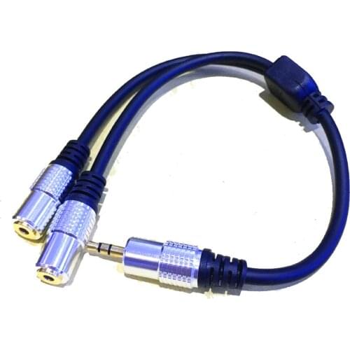 DC 3.5mm TRRS 3 Pole Male to 2 3.5mm Female input TRS Stereo Audio Adapter splitter cable(Microphone and headset) 0.3m