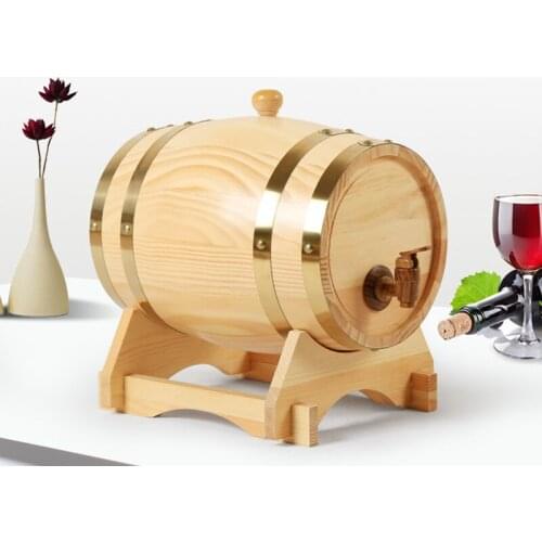 1.5/3/5L Wood Barrel Vintage Oak Beer Brewing Equipment Mini Keg Home Brew Beer Keg Tap Dispenser for Rum Pot Whisky Wine
