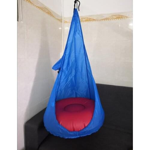 Kids Hanging Pod Swing Chair with Inflator, Air Cushion Hanging Hammock, Indoor and Outdoor Fun, for Reading, Relaxation