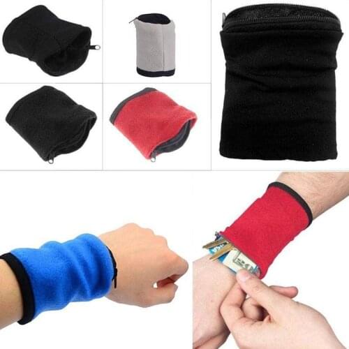 Wrist Wallet Pouch Band Fleece Zipper Running Travel Cycling Safe Sport Wrist Band Bag Coin Key Storage Lightweight