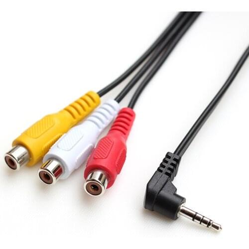 Quality 1/8" 3.5mm 4P mini AV TRRS angled plug to 3 RCA female jack Audio Video Adapter cable