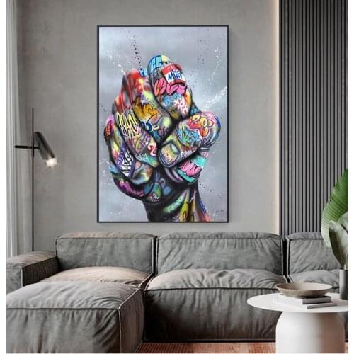Graffiti Art Canvas Painting Fist Inspirational Posters and Prints on The Wall Art Picture for Living Room Cuadros Home Decor