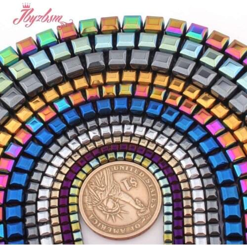 Cube Square Hematite Beads 3,4,6,8mm Faceted No Magnetic Beads Natural Stone Beads For Women Men DIY Necklace Jewelry Making 15"
