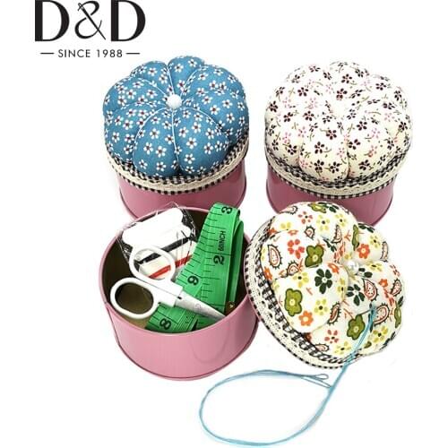 Mini Sewing Kits with Pin Cushion DIY Sewing Thread Needle Threader Scissors Home Sewing Accessories Storage Box