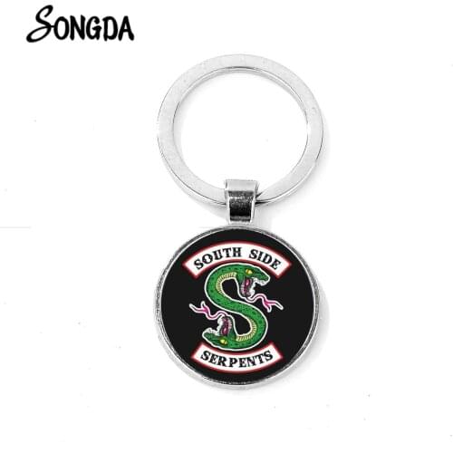 Fashion Riverdale Keychain Hot American TV Mysteries of Riverdale Crystal Key Chain Snake Shape Handmade Unisex Key Ring