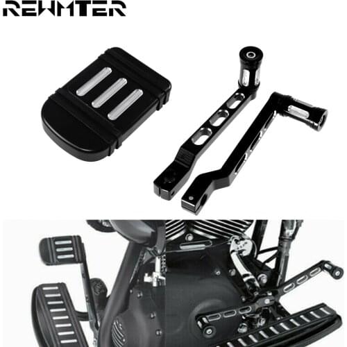 Motorcycle Black Brake Pedal Pad Cover & CNC Pedal Heel Toe Shift Lever w/ Shifter Peg For Harley Touring Dyna Softail FLD FLHT
