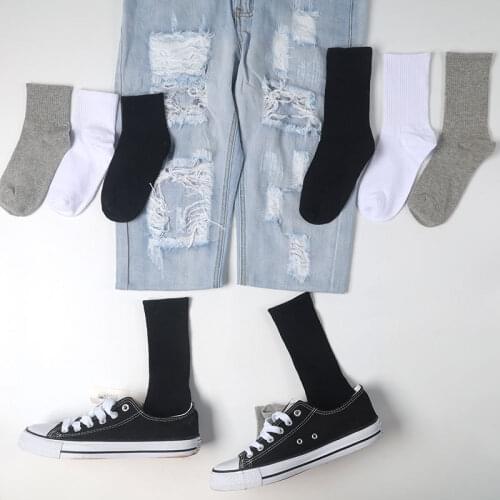 Mens Socks Cotton White Black Gray Breathable Long Crew Socks Hosiery Sport Solid Men High Tube Sock Harajuku Male Streetwear