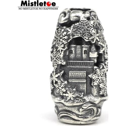 Mistletoe 925 Sterling Silver Earth Element Winter castle Pendant Charm Bead European Jewelry
