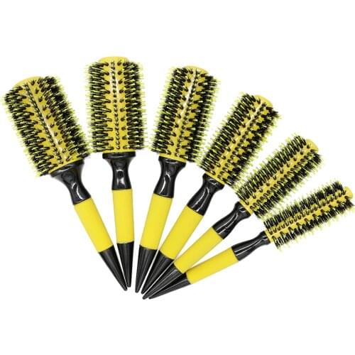 6 Sizes Professional Round Roller Hair Comb Hairdressing Curling Hair Brushes Comb Ceramic Iron Barrel Comb Hair Styling Tools