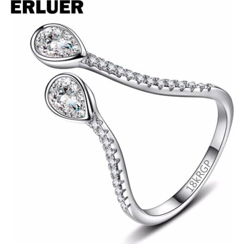 Adjustable Rings For Women Girls Fashion Brand Water Drop CZ Cubic zirconia Wedding Ring Party Valentines Bague Jewelry Gifts