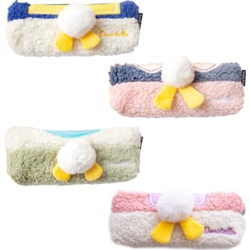 Cute Soft Plush Fluffy Pencil Case Student Zipper Pen Pouch Stationery Organizer Bag