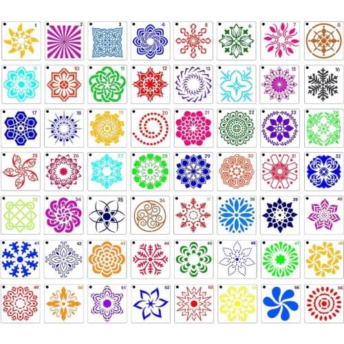 56 Pack Mandala Dot Painting Templates Stencils Perfect for DIY Rock Painting Art Projects (3.6x3.6 inch)