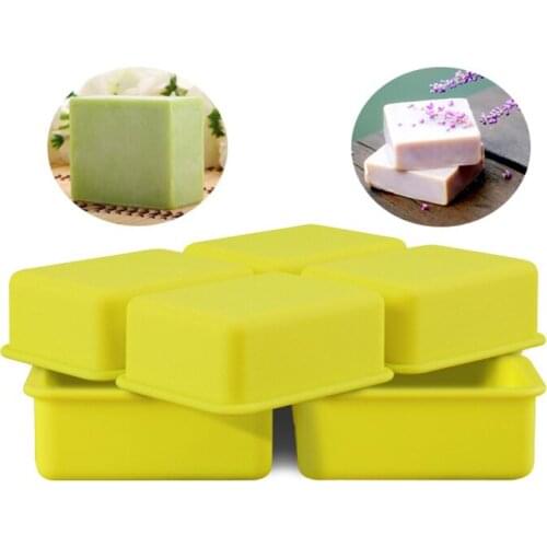 Creative four-hole rectangular soap mold DIY chocolate pudding ice cube mold Silicone handmade soap mold Car balm Easy to demold