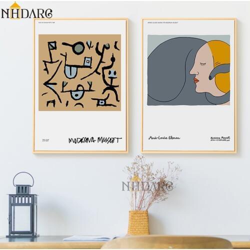 NHDARC Abstract Girl Giclee Print Vintage Nordic Posters And Prints Wall Art Canvas Painting Wall Pictures For Living Room Decor