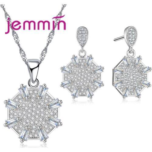 The Eight Trigrams Flower Jewelry Set 925 Sterling Silver Top Quality Fine Jewelry Shiny Necklace/Earrrings