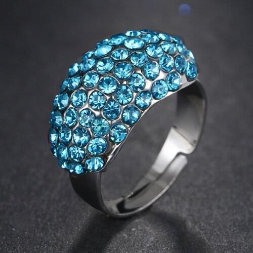 Variety Colors Full Of Zircon Silver Plated Open Rings Women Rings Fashion Simple Banquet Wedding Rings Birthday Gift For Girl